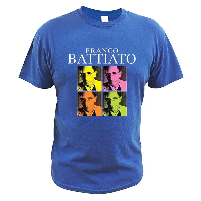 Franco Battiato T Shirt For Men Progressive Rock Celebrative Commemorative Rip T-Shirts Summer Premium 100% Cotton Top EU Size