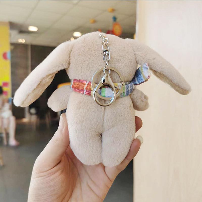 Adorable Plush Bunny Keychain Soft Crystal Velvet Cartoon Rabbit Stuffed Toy Accessory