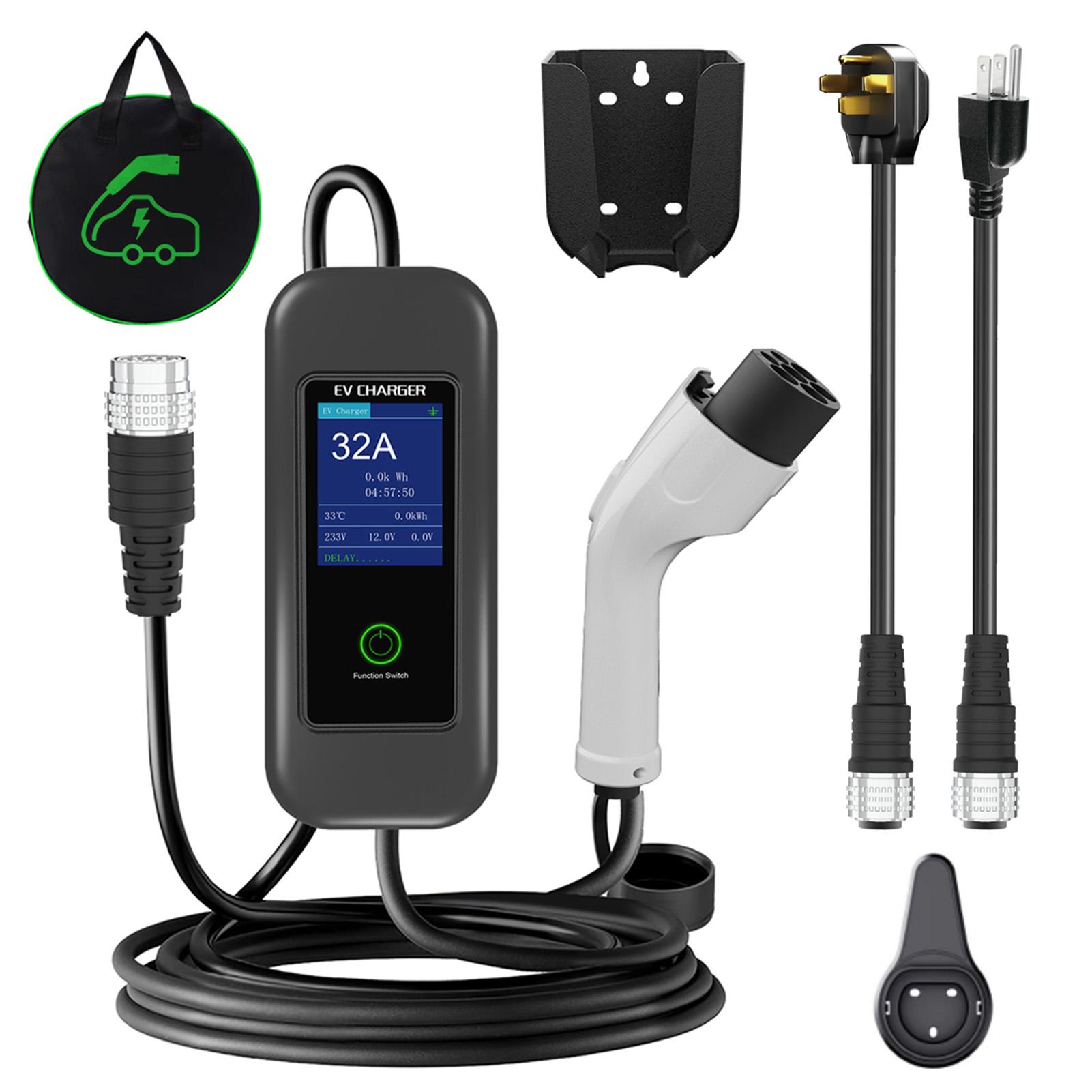 

Electric Vehicle Charger 7KW/32A EV Charger Station TYPE-2/TYPE-1/GBT Standard Charging with 2 Adapter Cables