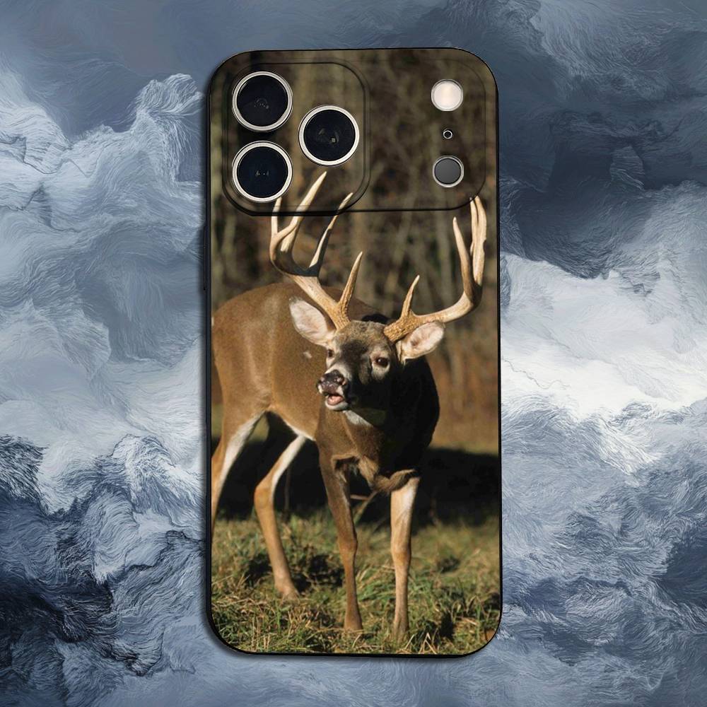 Deer Hunting Camos For iPhone 12,16,11,14,15,17,13,X,Mini,SE,XS,Plus,Pro Max,8,7,XR,Soft Silicone Black Case
