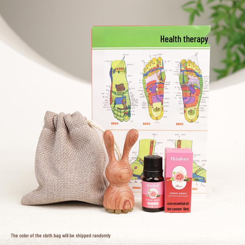 Natürlicher Grüner Sandelholz Kaninchenauge Massager & Lotus Samen Gesicht Akupunkturpunkt Stick