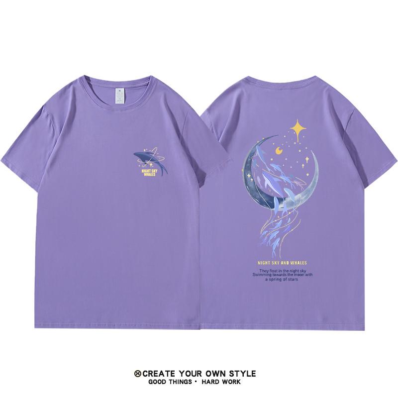 Plus Size Women's Oversize Cotton T-irt Front And Ba Print Loose Ort Sve Street Sle Cartoon We Print White Top