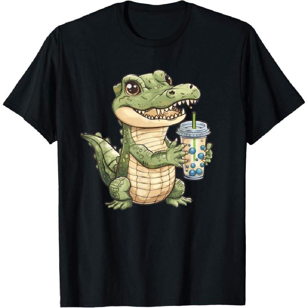 

American Alligator Drinking Bubble Tea T-Shirt XXXXXL чорний