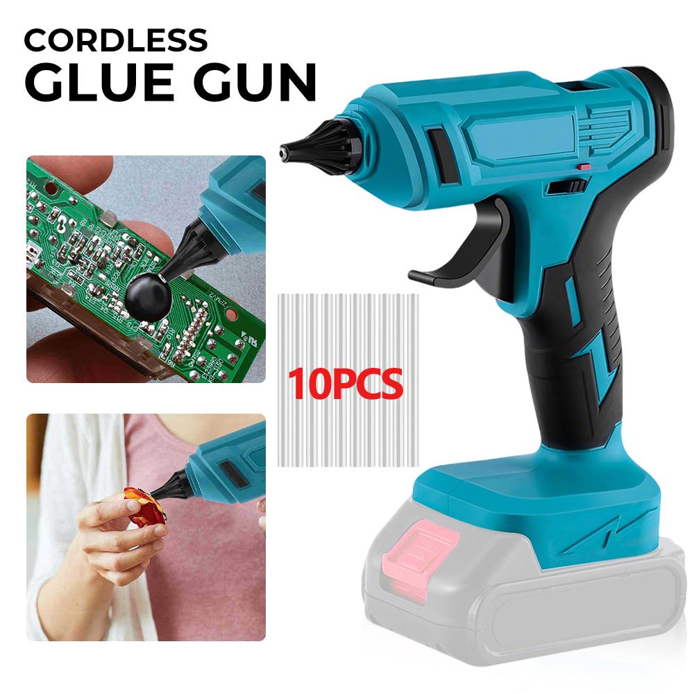 Electric Hot Melt Glue Gun,Copper Nozzle, Cordless Electric Melt Glue Air Gun With 10pcs 11mm Glue Sticks For Makita 21V Battery