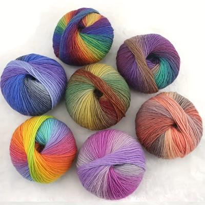 Skeins Rainbow Colorful Wool Yarn for Knitting and Crocheting Sarvers, Sweaters and Shawls