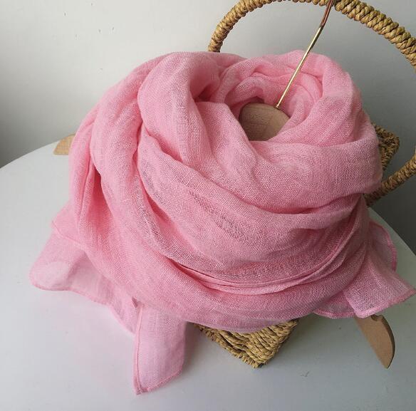 66x240CM Lengthened 100% Linen Scarf Solid Color Ladies Shawl Thin Spring And Autumn Cotton Linen Scarves