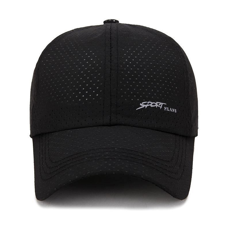 Summer Unisex Quick-Drying Breathable Waterproof Mesh 6-Panel Baseball Golf Running Fitted Sport Cap 100% Polyester