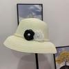 French Hepburn style pearl flower straw fisherman's hat children's sunshade modified face sunscreen hat sun hat self-operated