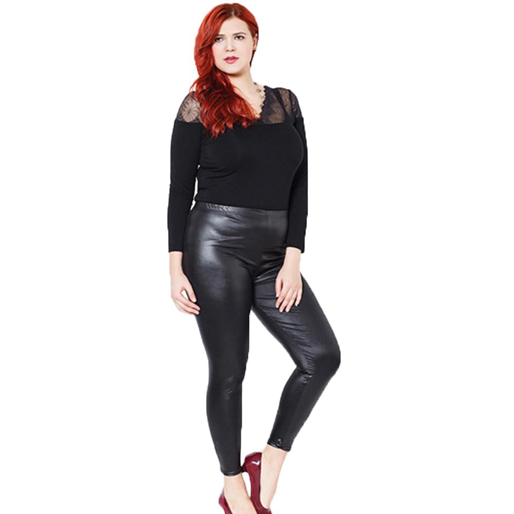 Damen-Leggings aus Kunstleder, Stretch, Skinny-Hosen, Übergröße, schlanke Modehose