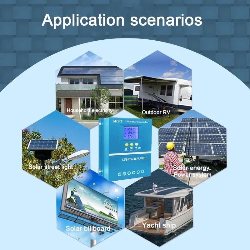 80A 100A MPPT 12V 24V 48V96V Auto Solar Charge Controller with LCD Display Solar PV Regulators for Lead-acid / Lithium Battery