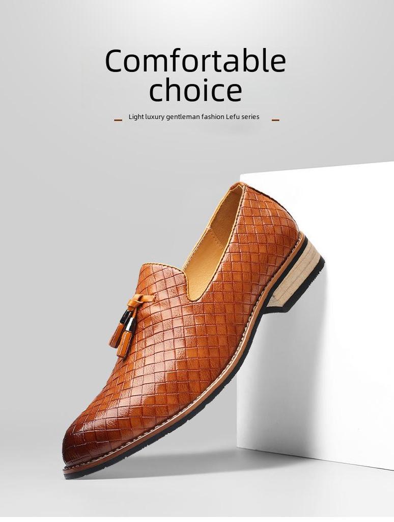 2023 Men's Black Versatile British Style Leather Shoes - Soft Sole, Casual & Formal Business Footwear