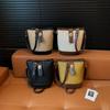 IELGY Ladies Bucket Bag Retro Contrast Color Shoulder Messenger Bag