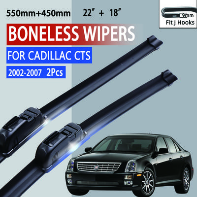For Cadillac CTS 2002-2007 Car Windshield Wiper U-type Soft Rubber Frameless Bracketless Car Wipers 22"+18"