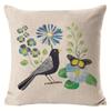 Village Style Rural Flower And Bird Sofa Pillow Cover Linen Spring Cushion Cover Car Waist Backrest Cover