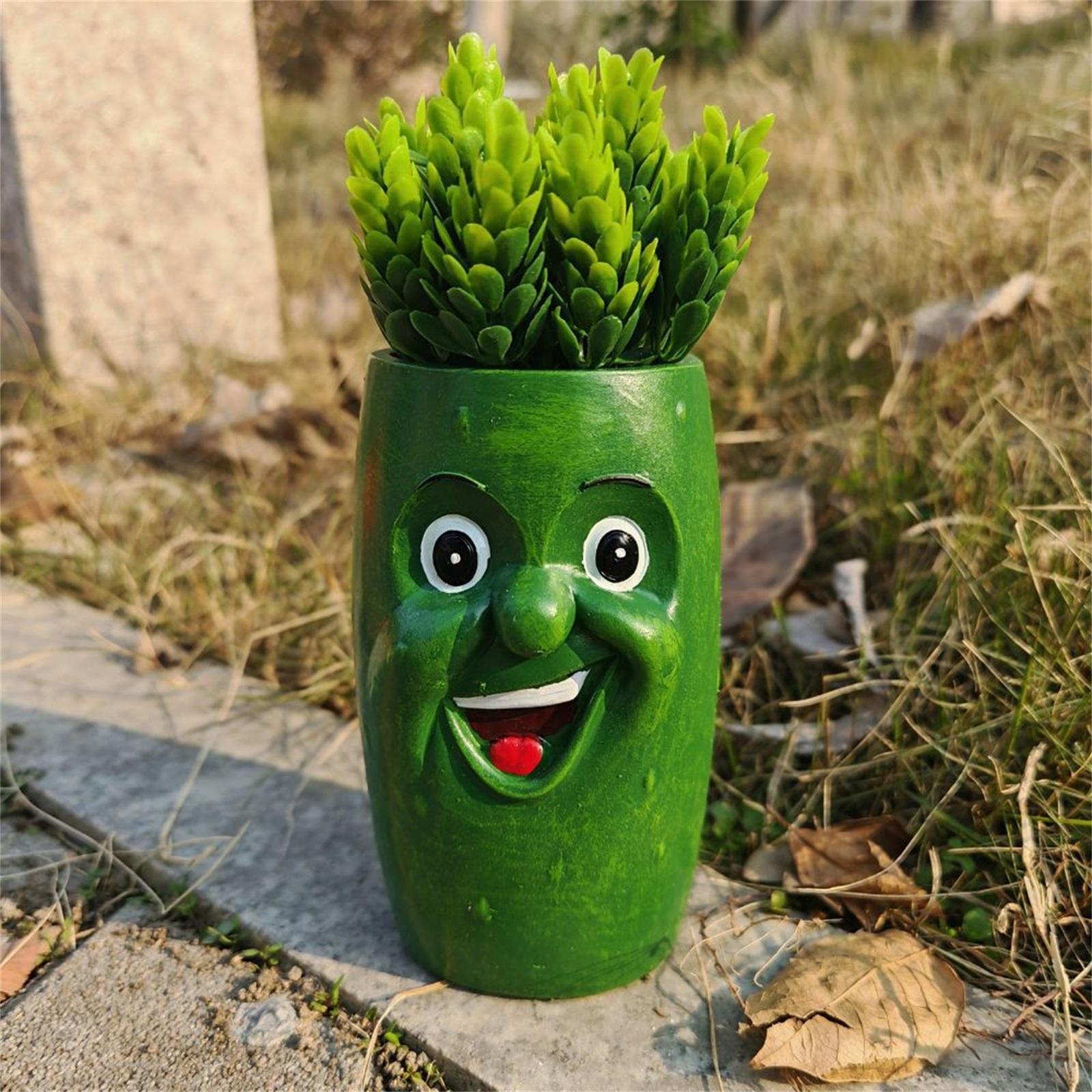 

Creative Smiling Vegetable Resin Planter Decorative Succulent Pot Desktop Home Office Resin Flowerpot Ornament Indoor Garden Accessory зелёный