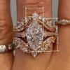 Gorgeous Marquise Cut Ring for Women /Set Elegant Accessories Female Luxury Finger Jewelry for Wedding Ceremony Party