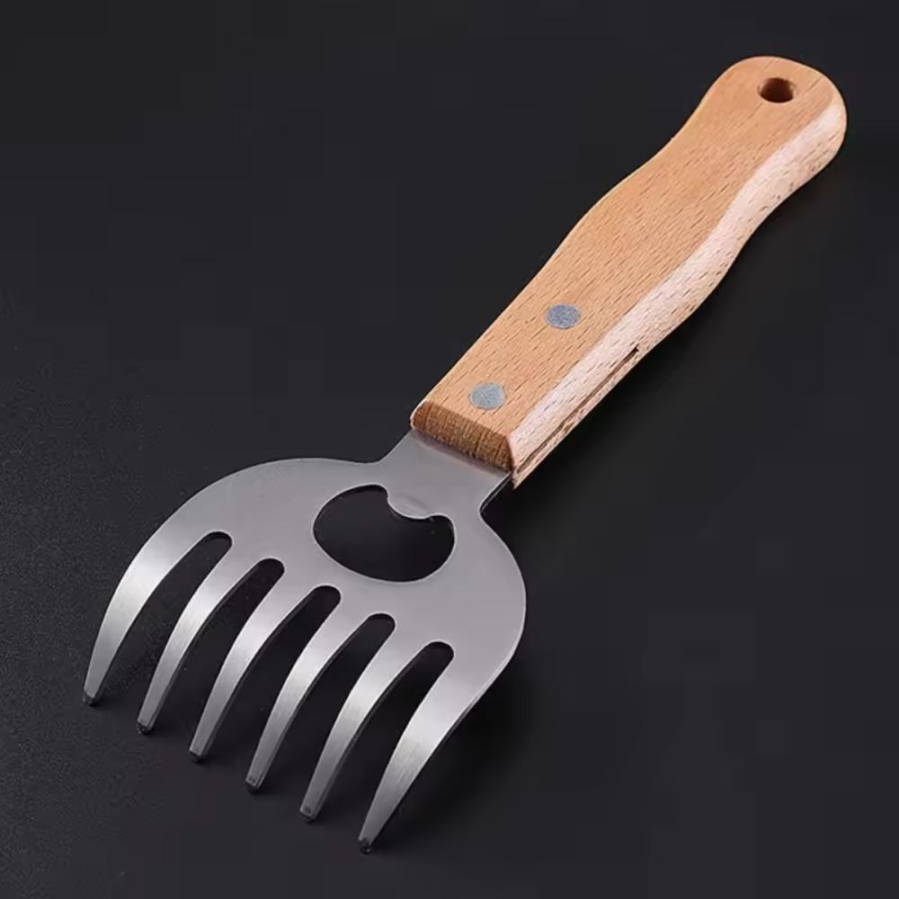 

2pcs Stainless Steel Meat Shredder Claws Wooden Handle Barbecue Forks Meat Shredder Fork Turkey