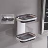 Soap Box Double Layer Shower Soap Dish with Strong Suction Cup Easy to Install No Drilling Wall Mounted Soap Tray