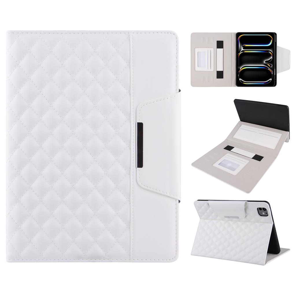 For iPad Pro 11 (2025)/11 (2024) Case Grids Leather Tablet Cover Auto Wake/Sleep Card Holder
