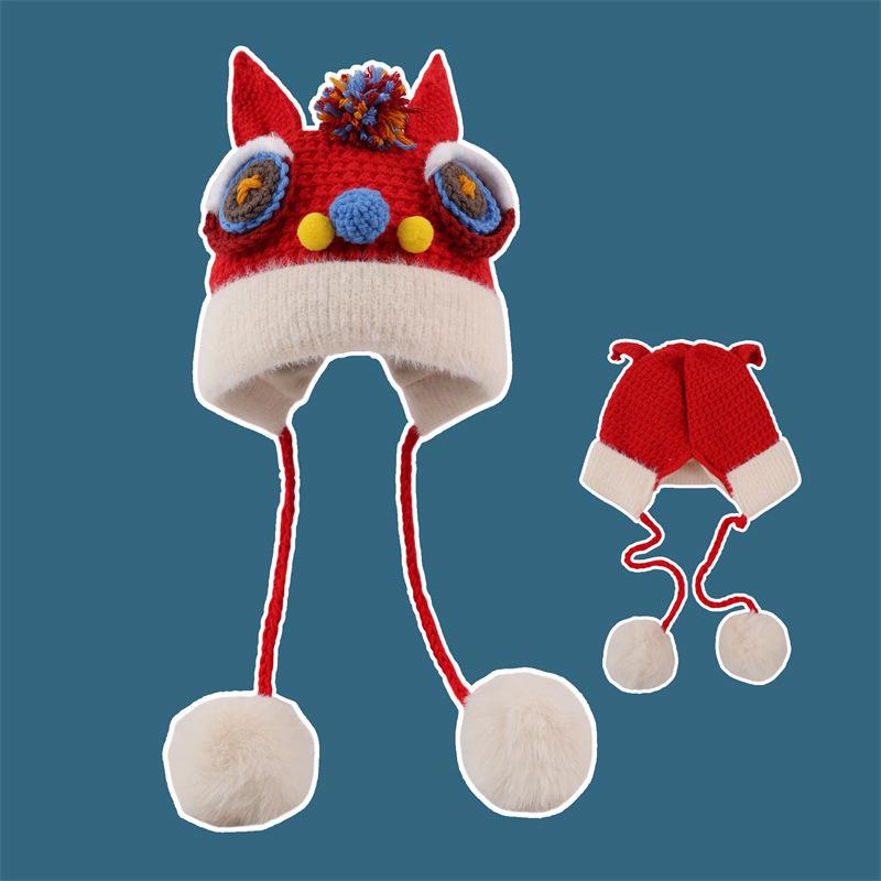 Kinder Plüsch Drachenmütze mit Ohrenschutz - Winter Warm Cartoon Stil für Jungen, Mädchen, Babys