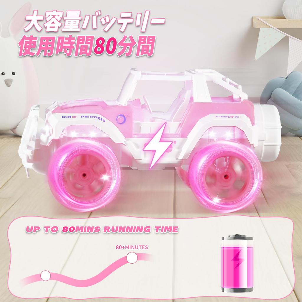 Carox 116 Scale Radio-Controlled Car for Girls, Cute Doll, Rechargeable, Approximately 70 Minutes of Operation Time, Automatic Driving Function, LED