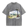 Trendiges Fußball-Anime-Print-T-Shirt Vintage-Waschung Oversized-T-Shirt Sommer Kurzarm Baumwoll-T-Shirts Oberteile Kleidung