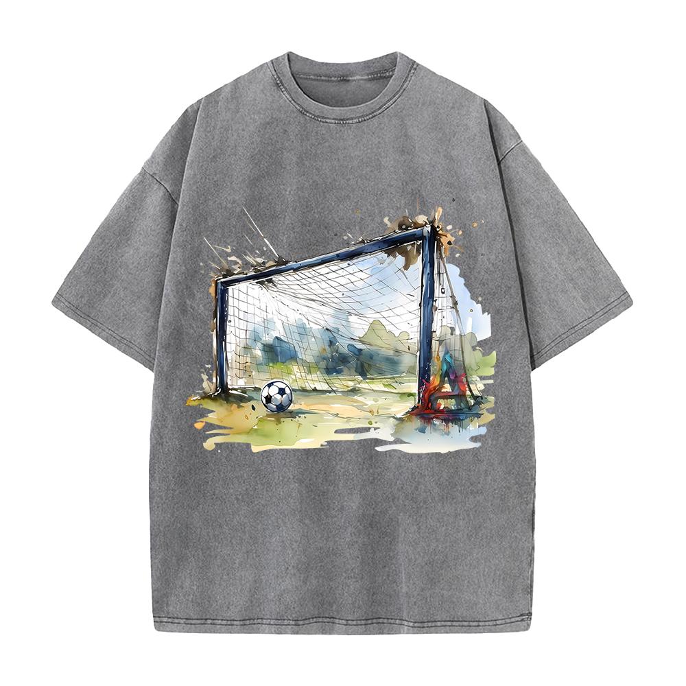 Trendy Football Anime Printed T-shirt Vintage Washed Oversized T Shirt Summer Short Sleeve Cotton Tees Tops Clothing