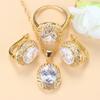 10-Colors Zircon Big Jewelry Sets Necklace And Clip Earrings Bridal Sets For Women African  Gold Plated Wedding Accessories
