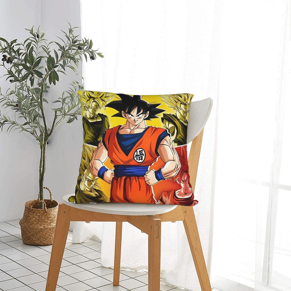 Goku Dragon Ball Square Pillow Covers Polyester Home Anime Cushion Cover Funny Decor Pillowcase 4545