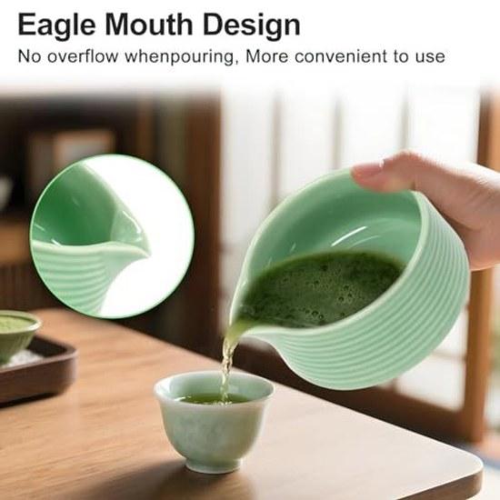 Matcha set tea ceremony 6 pieces tools bowlchasenchashakuchasen holderspoonstrainer preparing easy use beginners pouring bowl practice making latte