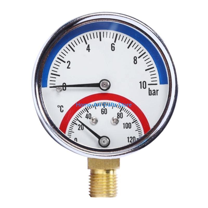 Y3NA Thermo-manometer G1/4 Thread 0-120 ℃ 0-10 Bar Measuring for Water Gas