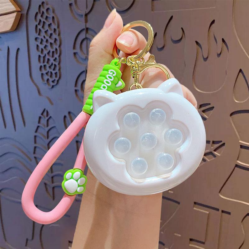 

Creative Decompression Cat Ear Pinch Music Squeeze Keychain Couple Schoolbag Pendant Car Key Chain Small Gift opp bag packaging