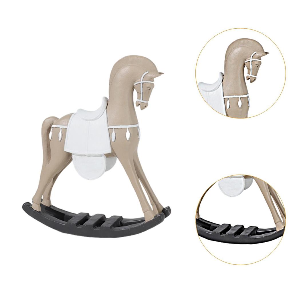 Rocking Horse Ornament Horse Figurine Desktop Animal Statue Decoration for Centerpiece TV Stand Multifunctional Portable Fashion