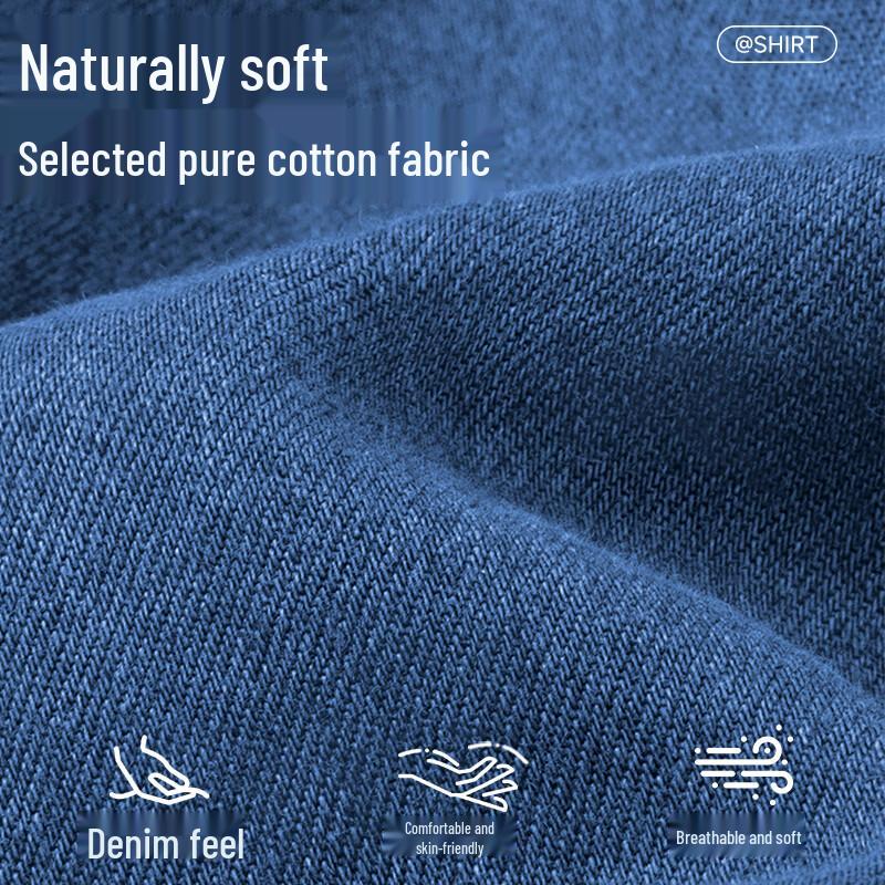Mark Fairwhale Men's Pure Cotton Denim Short-Sleeve Shirt