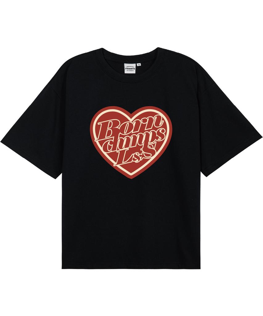 BORN CHAMPS [2 Colors] Heart Chip Oversized Short Sleeve T-Shirt B25St40
