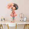 Self-adhesive Wall Stickers Cartoon Girl with Flowers for Kids Room Bedroom Living Room Home Decor