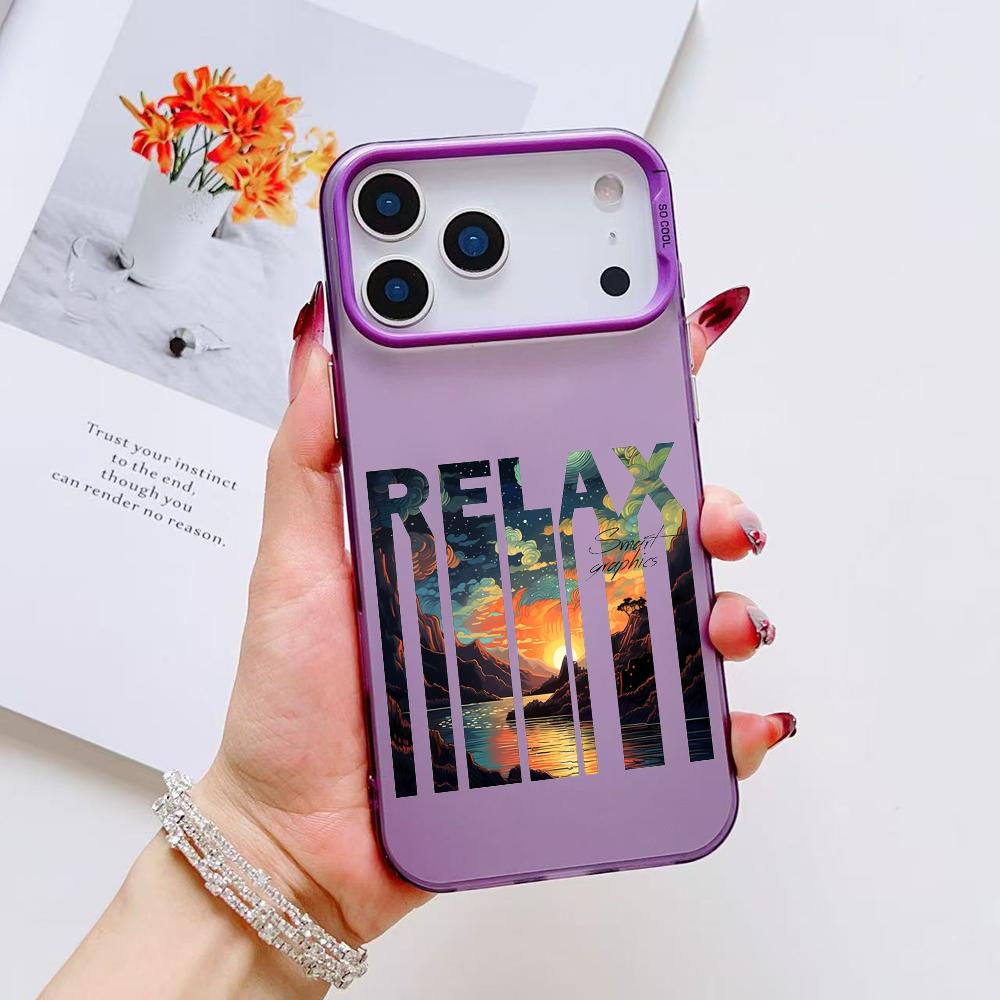 Fashion Landscape Phone Case For iPhone 17 16 15 14 13 12 11 Pro Max Air Matte Laser Aurora Shockproof Funda