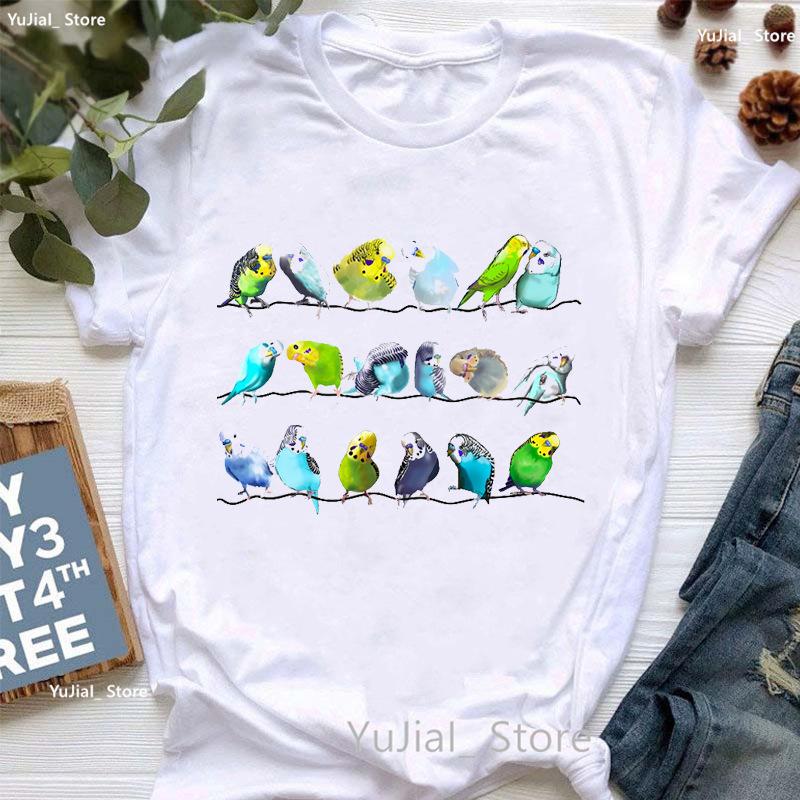 Womens Fashion Shortsleeved Tshirt Parrot Print Graphic Base Shirt Aesthetic Instagram Clothing Base Layer T Shirts