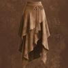 Women's Brown Asymmetrical Hem Midi Skirt with Braided Rope Waist Tie