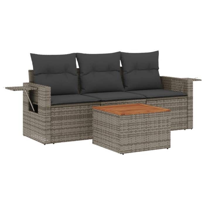 VidaXL Salon de Jardin avec Coussins 4 pcs, Canapés de Terrasse, Ensemble de Meubles de Patio, Mobilier d'Extérieur, Gris 3256767