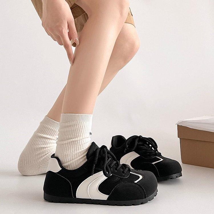Niche retro round head low-top German training shoes new spring casual breathable sports flat baseplate shoes