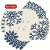 4 or 6pcs Blue & White Christmas Placemats Suitable for - Hand Washable Snowflake Table Mats, Rectangular 12x18 Inch Washable Table Setting Decor for