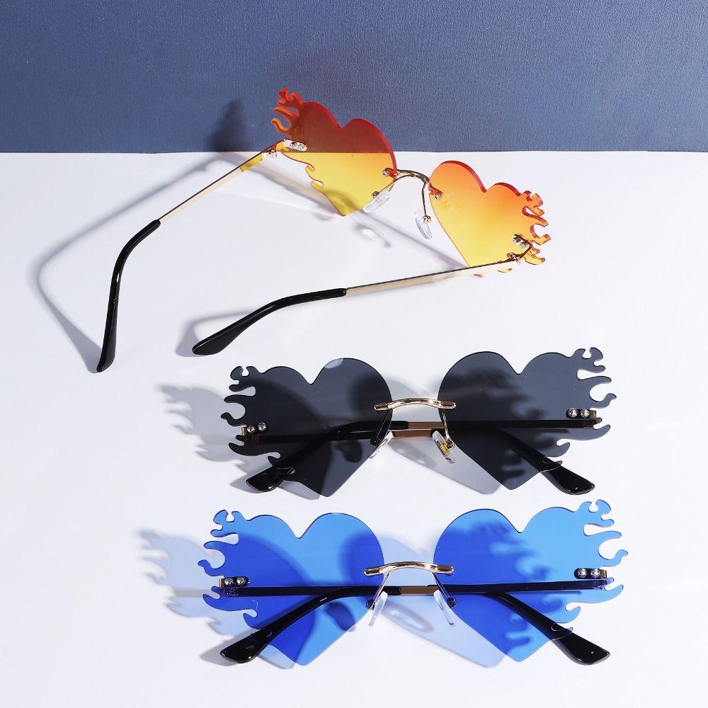 UV400 Protection Fire Heart Shaped Sunglasses Halloween Glasses  for Women & Men