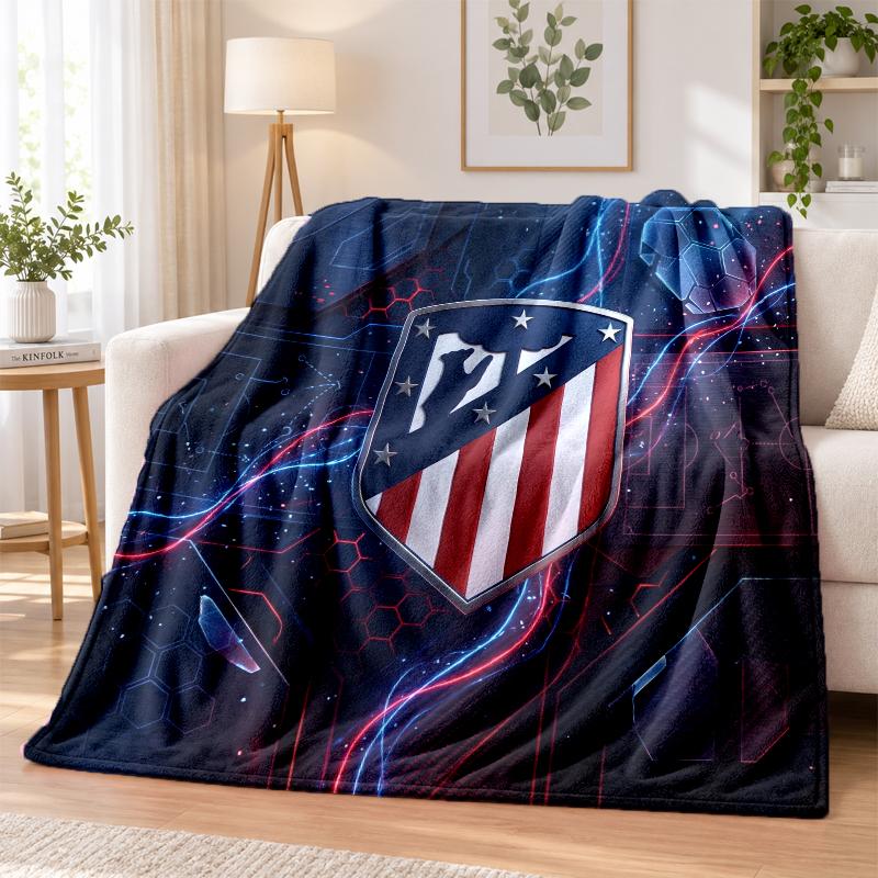 Atletico Madrid Printed Flannel Blanket Warm Comfort Bed Throw For Indoor Home Decoration