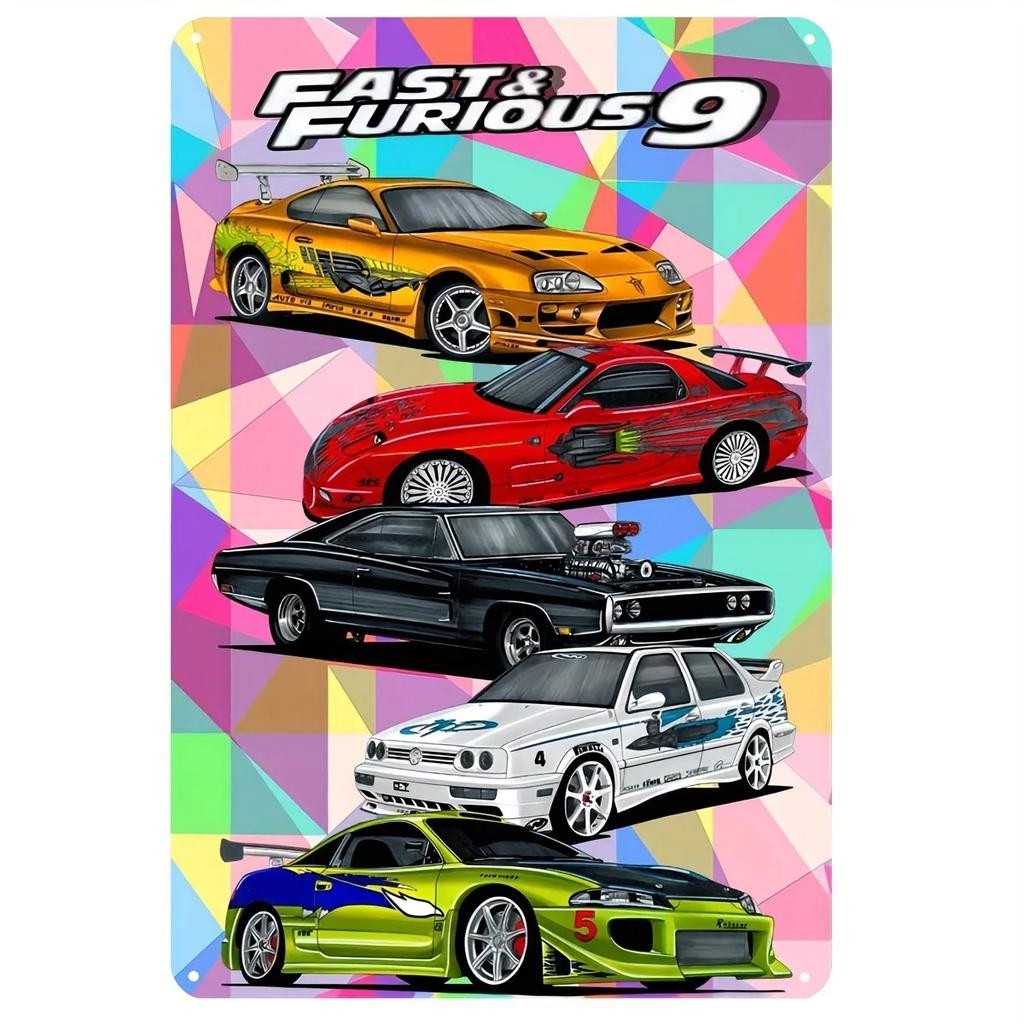 Nástěnné cedule Rychle a zběsile Vintage Regálový vůz Kovový plechový znak Plakátová deska Dekorace Bar Garáž Domácí dekorace Klasický plechový S