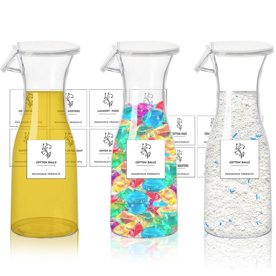 3 Pack Laundry Detergent Dispenser 20 OZ Plastic Fabric Softener Bottle Detergent Container, Laundry Room Organizer for Liquid