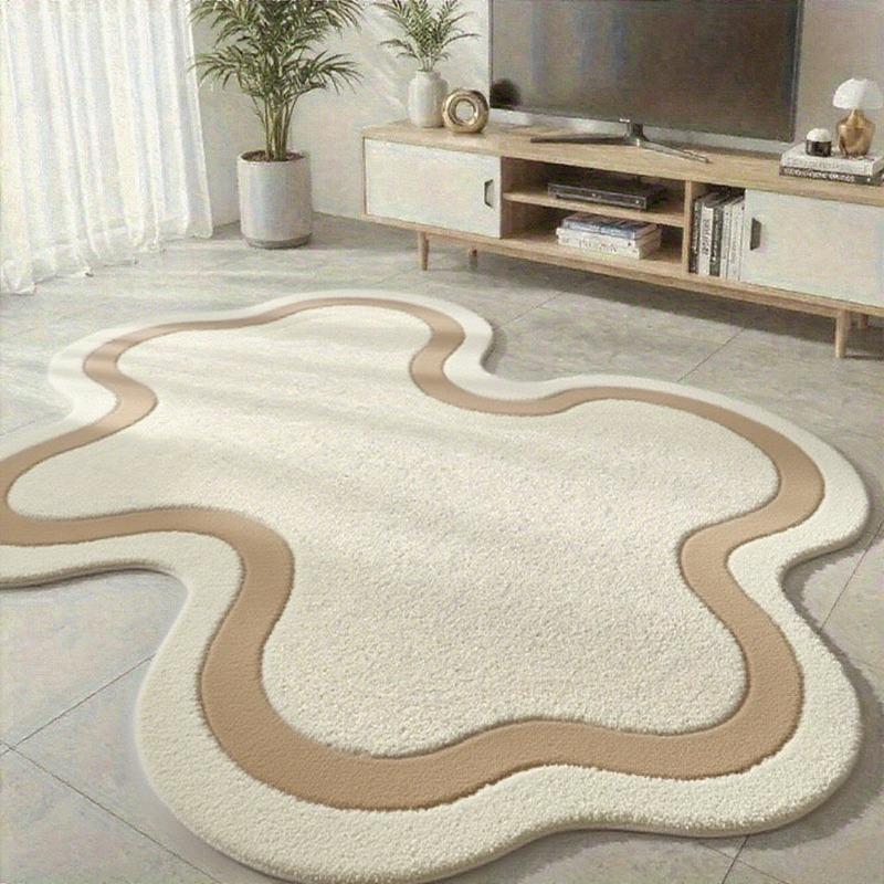 Modern Minimalist Carpets For Living Room Fluffy Soft Study Rug Irregular Shapes Bedroom Decor Pink Carpet Thick Plush Floor Mat