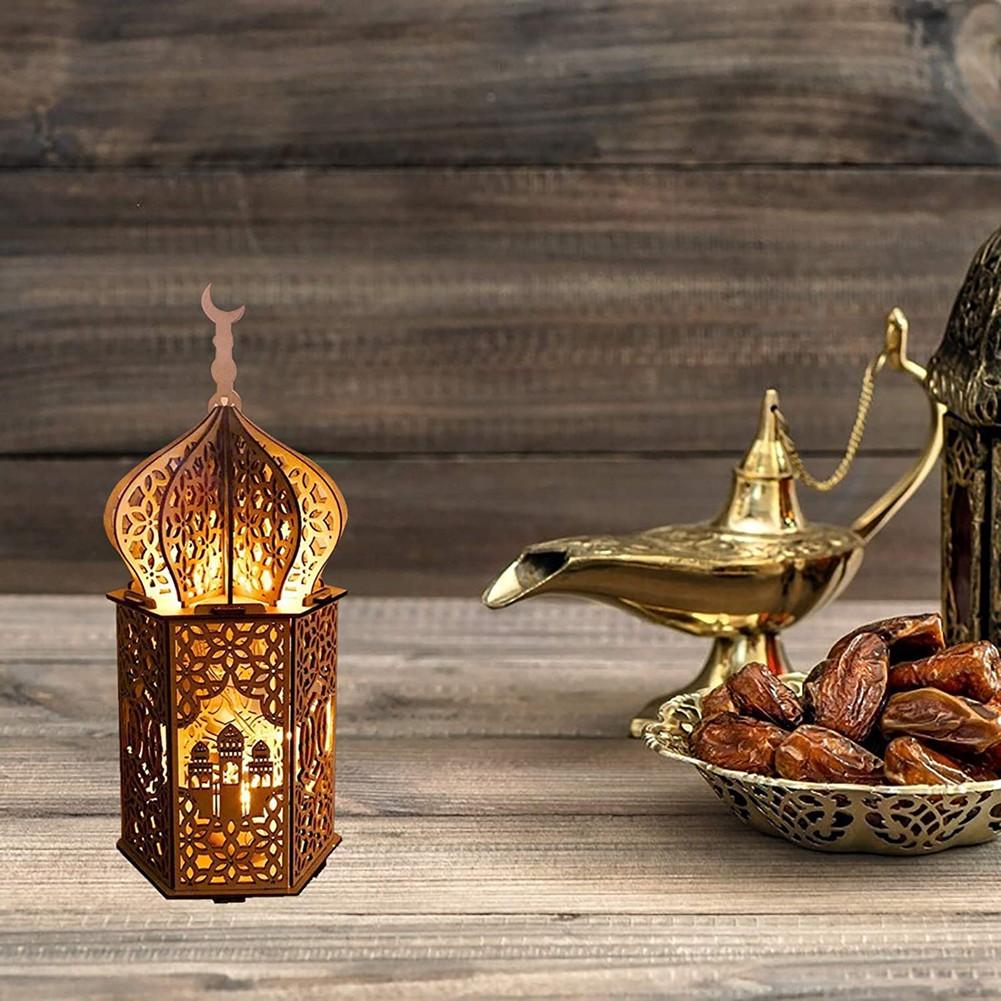 Wooden Ornament Decorative Led Light Party Supplies For Muslim Festival Eid Mubarak Decoration