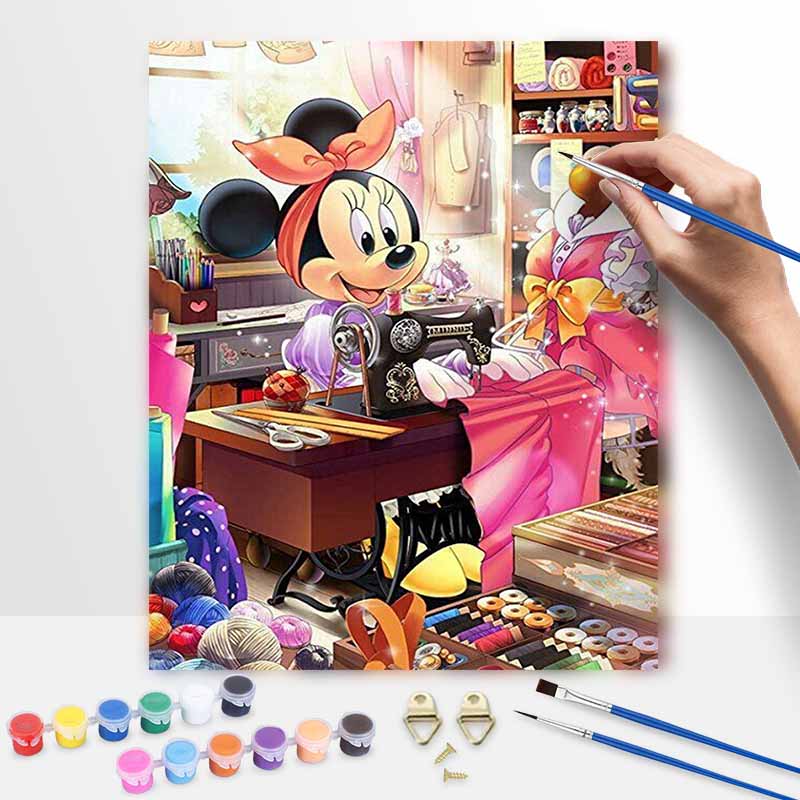 Disney Minnie sewing oil painting hand painting art kit coloring painting handmade diy home decoration gift 20x30cm