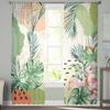 Summer Tropical Palm Leaf Watercolor Window Tulle Curtains for Living Room Bedroom Hotel Luxury Decoration Sheer Curtains